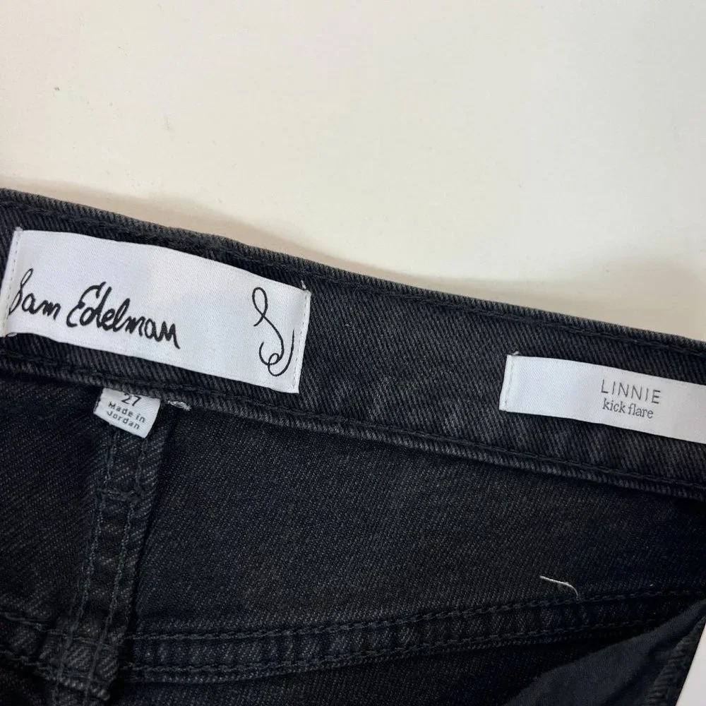 Sam Edelman Women's Black Linnie Flare Leg High Rise Cotton Jeans Size 27 - Picture 4 of 10